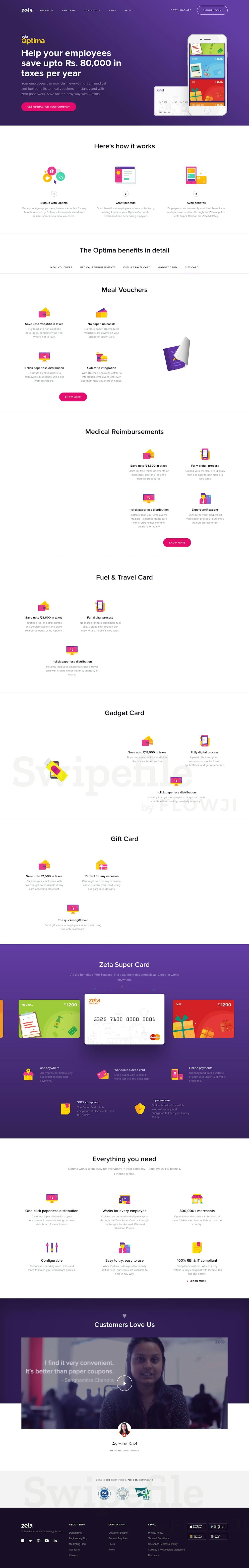 Home page for Zeta Employee Benefits Swipefile by Flowji